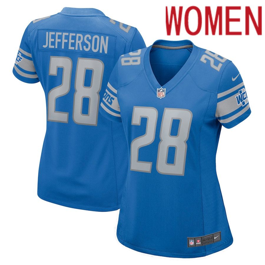Women Detroit Lions #28 Jermar Jefferson Nike Blue Nike Game NFL Jersey->women nfl jersey->Women Jersey